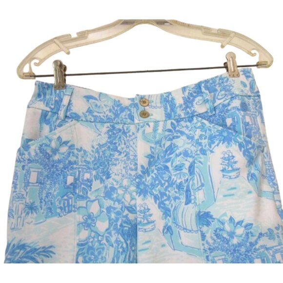 Lilly Pulitzer Luxletic 9” Bettina Bermuda Blue/White Shorts Size 4 - Picture 2 of 6